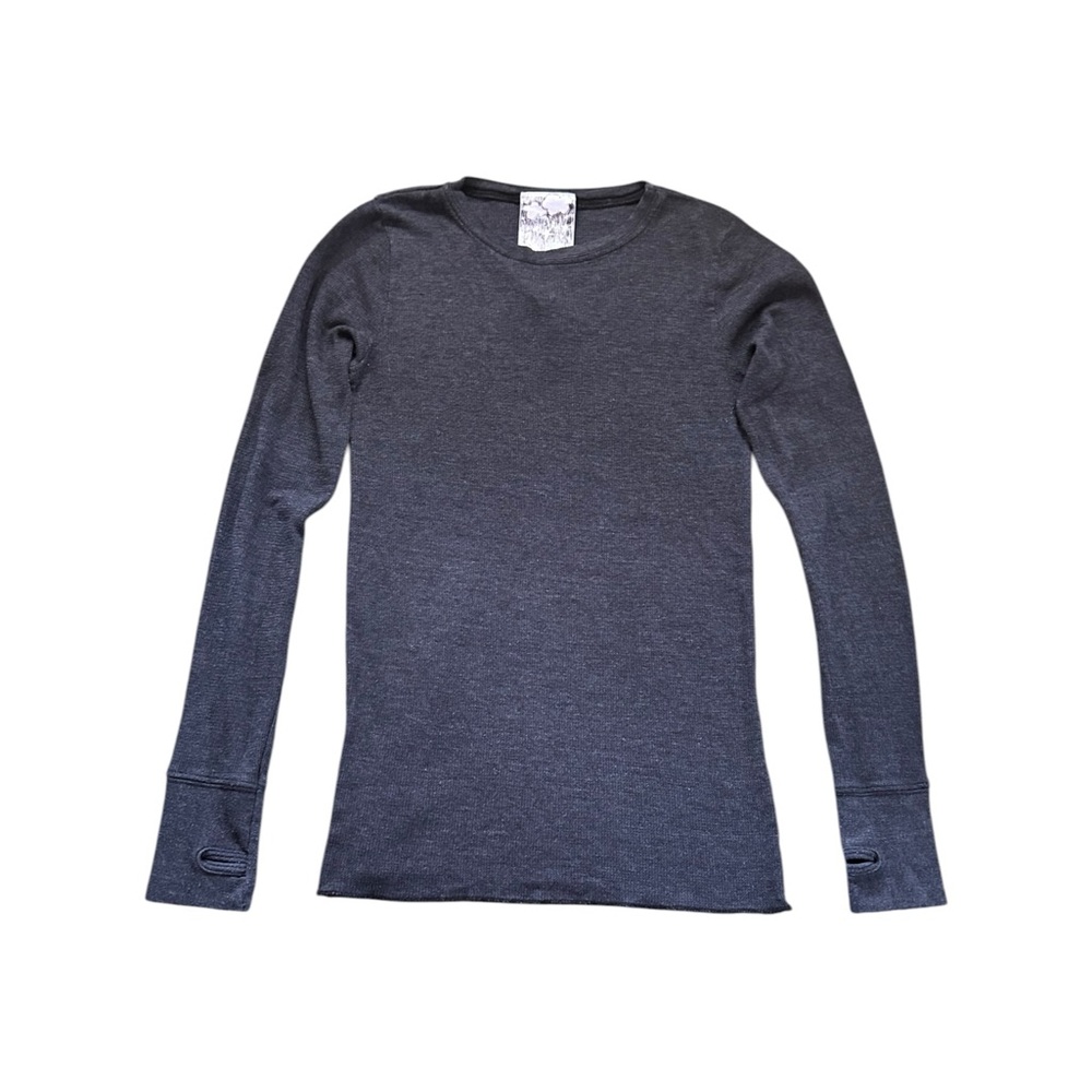 VTG Y2K Delia's Charcoal Gray Ribbed Thermal Top Thumbholes Long Sleeve Grunge M